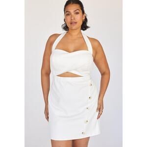 Anthropologie Mare Mare Dress Plus Ethereal White Halter Smocked Mini Size 1X